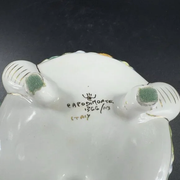 Vintage Capodimonte Italian Pottery Covered Dish Covered Bowl Dish Painted Italy